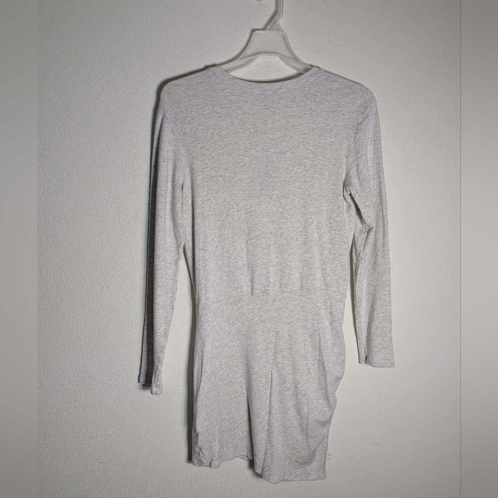 Monrow Women's Dress V-Neck Supersoft Long‎ Sleeve Jersey Light Grey Neutral XL - Picture 9 of 9